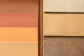 Leather samples of different colors for interior design Royalty Free Stock Photo