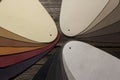 Leather samples on old wood table Royalty Free Stock Photo