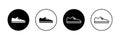 Leather shoe vector icon set. Footwear symbol. Linear sneakers logo