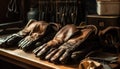 Leather shoemaker working on sport shoe collection generated by AI