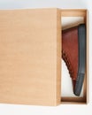 Leather shoes in half closed box Royalty Free Stock Photo