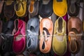 Leather shoes at traditional market.