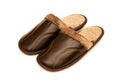 Leather slippers isolated Royalty Free Stock Photo