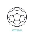 Leather soccer ball outline icon. Vector illustration. Sports equipment. Inventory for athletic game.