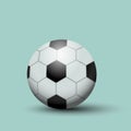 Leather soccer ball vector illustration isolated on light-blue background