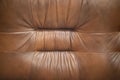 Leather sofa of brown color. Furniture details. Place to relax in apartment