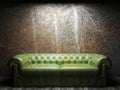 Leather sofa in dark room