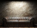 Leather sofa in dark room