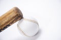 leather soft-ball and bat Royalty Free Stock Photo