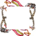 Leather spotted belt sketch fashion glamour illustration in a watercolor style background. Frame border ornament square.