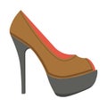 Leather stiletto shoe with open front isolated illustration