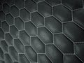 Leather stitched hexagon or honecomb black shiny texture