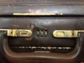 Leather Suitcase Closeup on white background Royalty Free Stock Photo