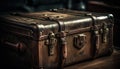 Leather suitcase handle rusty, old fashioned lock Antique luggage revival elegance generated by AI Royalty Free Stock Photo