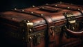 Leather suitcase with old fashioned lock, handle, and buckle Antique elegance generated by AI Royalty Free Stock Photo