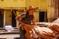 Leather tannery, with workers, Fes Royalty Free Stock Photo