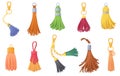 Leather tassels. Tassel fringe for women handbag or jewelry, decorative trim of bag, hanger charm trinkets fur keyring