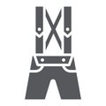 Leather trousers lederhosen glyph icon, clothes and traditional, bavarian pants sign, vector graphics, a solid pattern