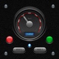 Leather UI Application Software Controls Set. Switch, Button, Lamp.