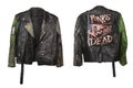 Leather underground punk stylish jacket with rivets and with Punks not dead slogan on a back