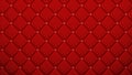 Leather upholstery pattern texture with golden buttons for pattern and background. Red color. 3D-rendering. Royalty Free Stock Photo