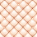 Leather upholstery seamless classic background pattern. Vintage royal texture of creamy and pink padded fabric with