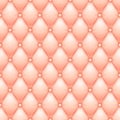 Leather upholstery seamless classic background pattern. Vintage royal texture of creamy and pink padded fabric with Royalty Free Stock Photo