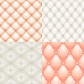 Leather upholstery seamless classic background patterns. Vintage royal texture of creamy and pink padded fabric with Royalty Free Stock Photo