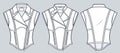 Leather Vest Jacket technical fashion illustration. Biker Vest Jacket fashion flat technical drawing template, corset