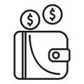 Leather wallet coins icon outline vector. Sign card