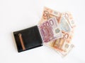 Leather wallet with euro