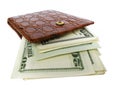 Leather Wallet Full Of Dollar Bills Royalty Free Stock Photo