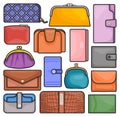 Leather wallet isolated color set icon. Vector illustration purse on white background.Color vector set icon leather wallet Royalty Free Stock Photo