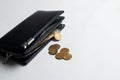 Wallet with coins, wallet with money, Full Wallet With Bills And Royalty Free Stock Photo