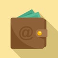 Leather wallet money loan icon, flat style Royalty Free Stock Photo