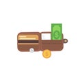 Leather wallet with money. Vector illustration purse