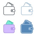 A leather wallet vector outline icon set. Royalty Free Stock Photo