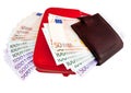 Leather wallets and European Currency, euro Royalty Free Stock Photo