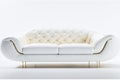 Leather white luxurious sofa couch white background. ai generative Royalty Free Stock Photo