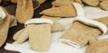 Leather wool mittens Royalty Free Stock Photo