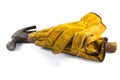 Leather Work Glove and Hammer Royalty Free Stock Photo