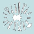 Leather working tools vector illustration