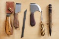 Leatherwork Tools on Table Royalty Free Stock Photo