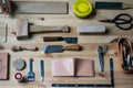 Leatherwork Tools on Wooden Table