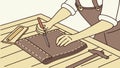 Leatherworker Crafting a Piece of Leather with Tools, vector design Generative AI Royalty Free Stock Photo
