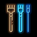 leatherworking crafting tools neon glow icon illustration