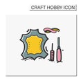 Leatherworking hand draw color icon Royalty Free Stock Photo