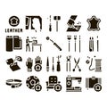 Leatherworking Job Glyph Set Vector Royalty Free Stock Photo