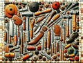 Leatherworking Tools Mosaic Royalty Free Stock Photo