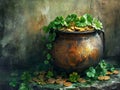 leauge or football betting site st patrick's day pot of coins Royalty Free Stock Photo